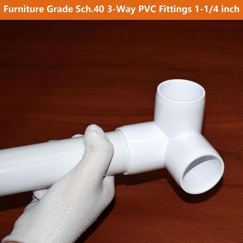 letsFix وصلات PVC ثلاثية 1-1/4 بوصة (4 عبوات)، من الدرجة الخاصة، موصلات أنابيب ثقيلة للسباكة، مشاريع DIY، وتجميع الأثاث المنزلي، متوافقة مع أنابيب PVC بحجم 1-1/4" من الجدول 40 - Image 2